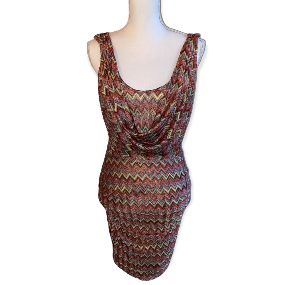 ARDEN B MULTI-COLOR ZIG ZAG DRESS
